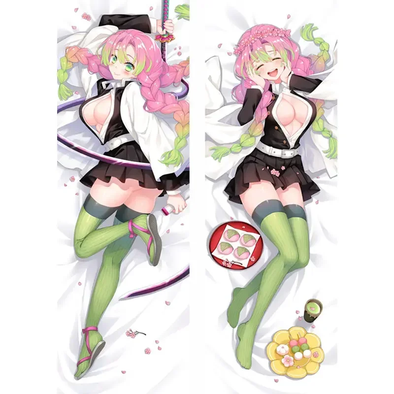 60x180cm Anime Demon Slayer Kamado Nezuko Kanroji Mitsuri Dakimakura Case Two-sided 3D Print Bedding Hugging Body Pillow Cover
