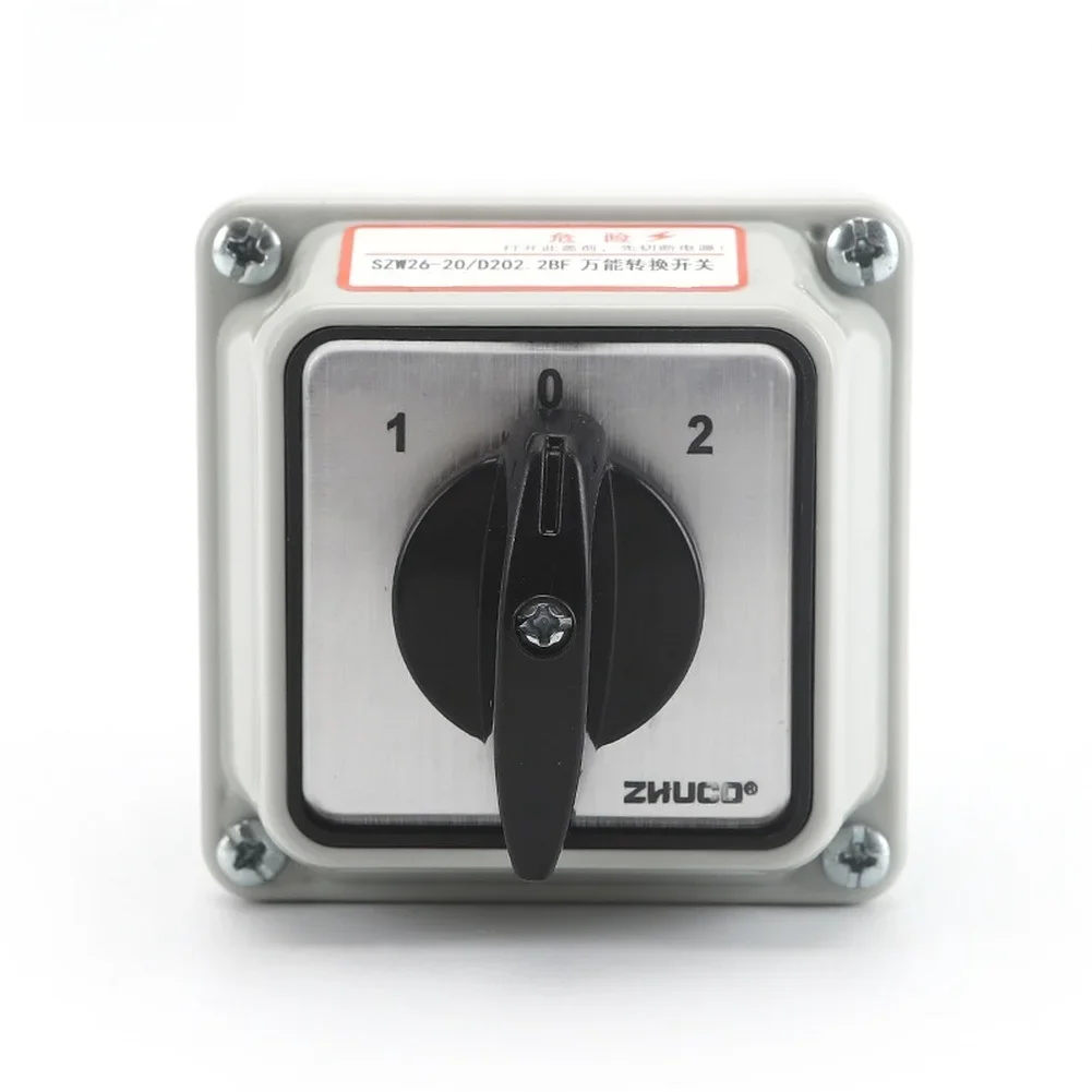 Rotary Changeover Switch SZW26-20 D202.2BF IP66 Sealed Enclosure 20A 440V AC15 240V DC13 Two Section Two Gear Transfer Switch