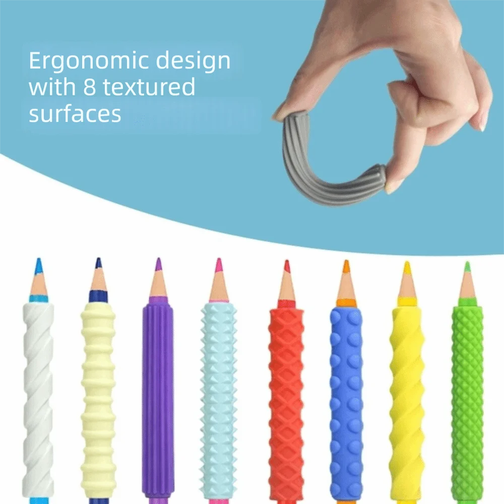 4 pcs Silicone Pencil Grips Ergonomic Smooth Writing Pen Protective Cover Soft Grip Write Right Learning Pencil Sleeves Class