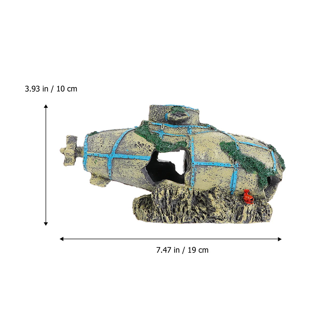 

Simulation Submarine Aquarium Decor Resin Fish Tank Ornament Retro Style Stable Fish Shelter Decoration