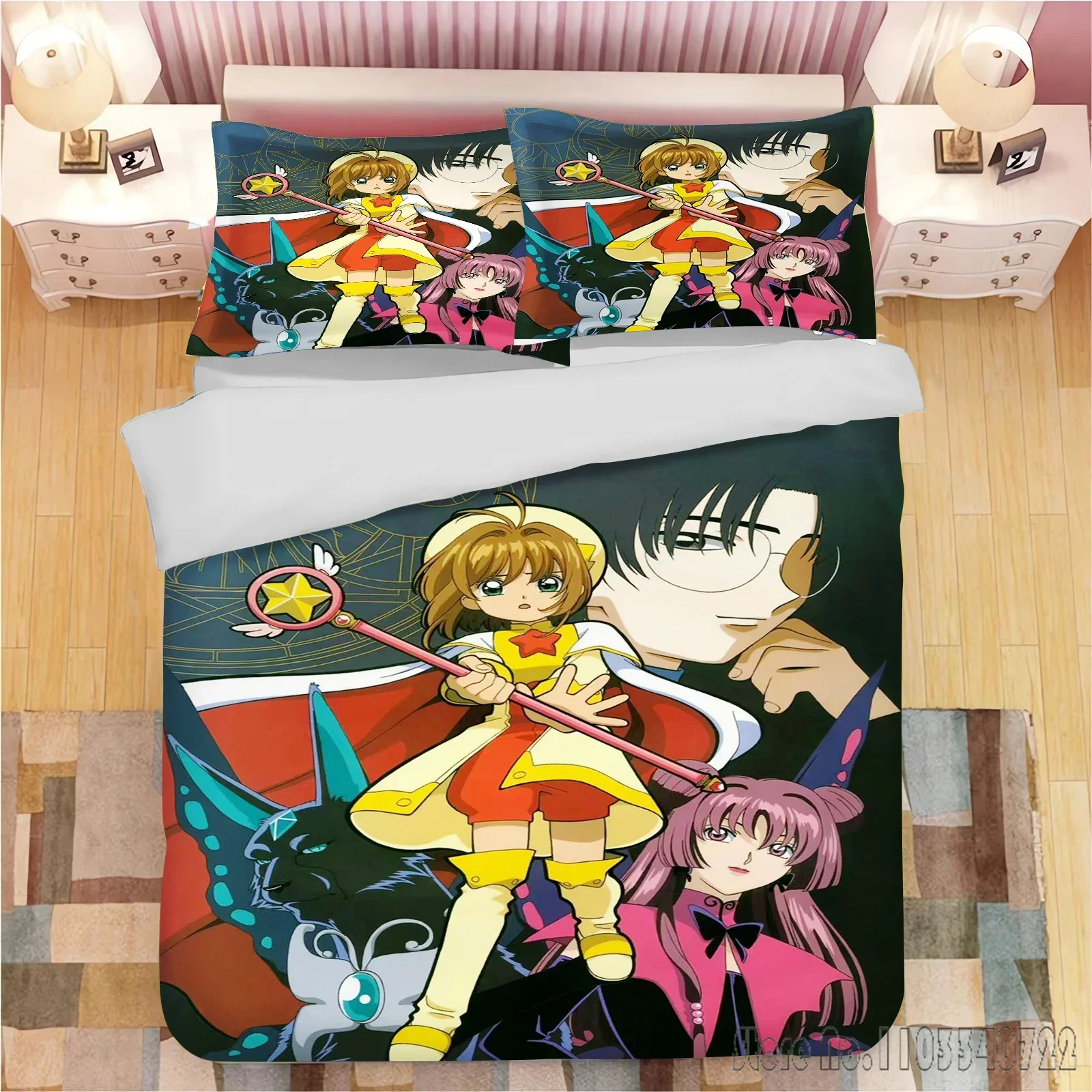 Anime C-Cardcaptor Sakura Love Child Duvet Cover Set HD Comforter Cover Bedclothes for Kids Bedding Sets Bedroom Decor