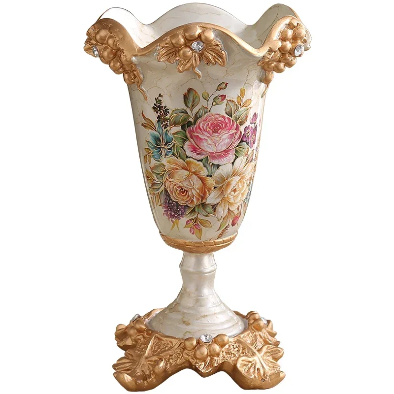 

X188 American Style Furnishings Decorative Resin Vase Flower Decoration Living Room Artificial Flower