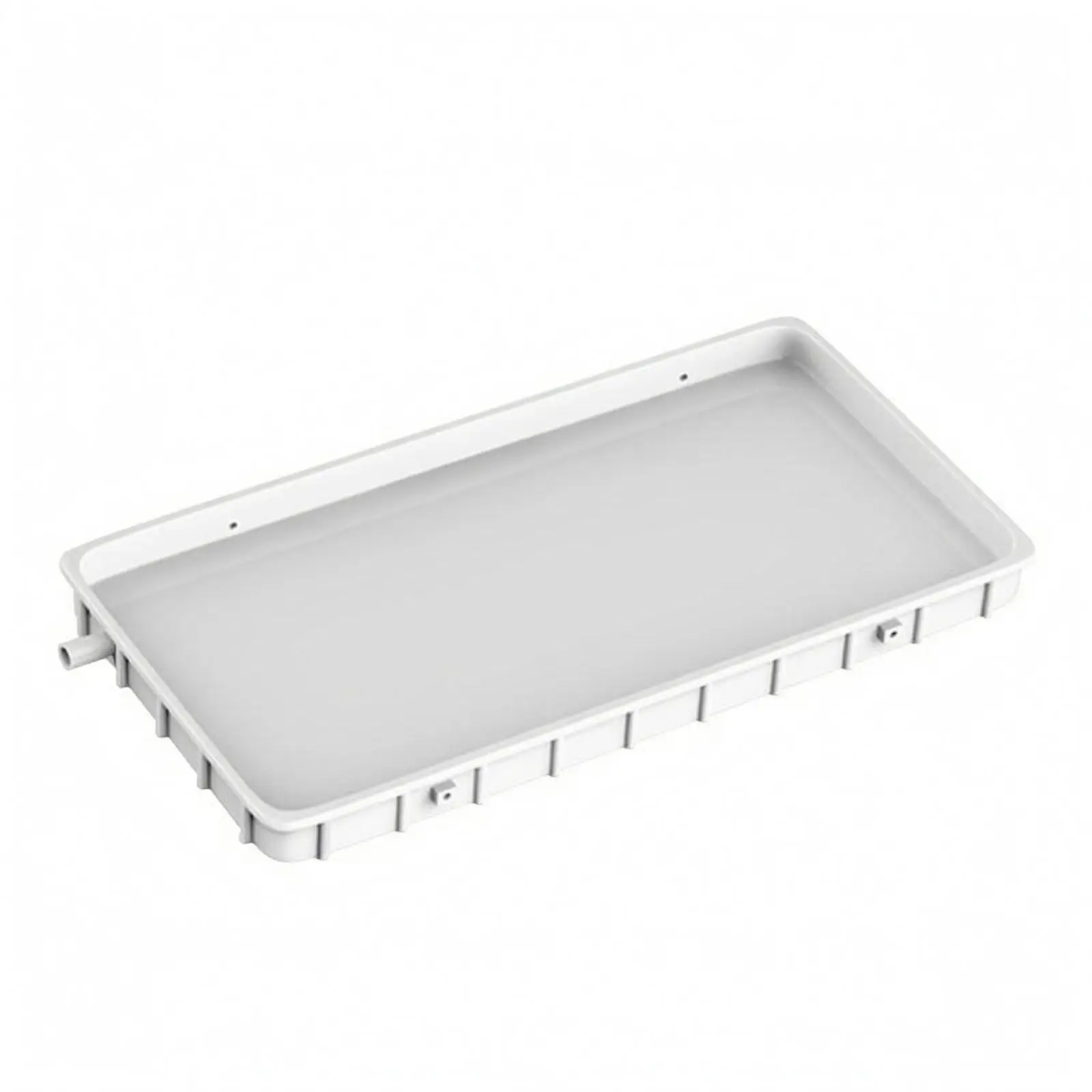 White AC Condensate Tray Rectangular Drain Pan with Side Outlet for Outdoor Air Conditioning Blower Cooler