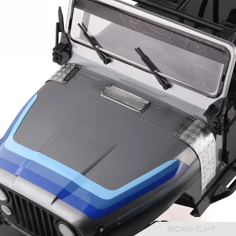 Simulation Stainless Steel Box Heat Dissipation Grille Decorative Sheet for 1/10 RC Crawler Car Traxxas SCXIII CJ-7 Upgrade Part