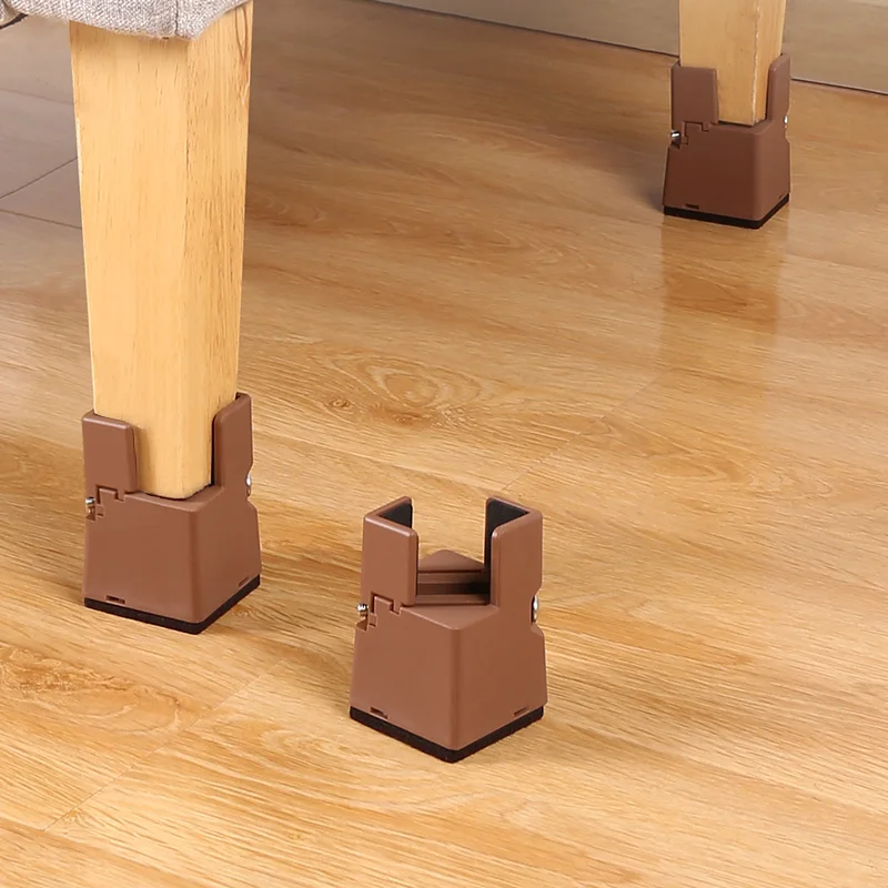 4PCS Adjustable Furniture Leg Risers Bed Foot Pads with Screw Clamp Heavy Duty Square Round 52 102mm Sofa Table Chair Leg Risers