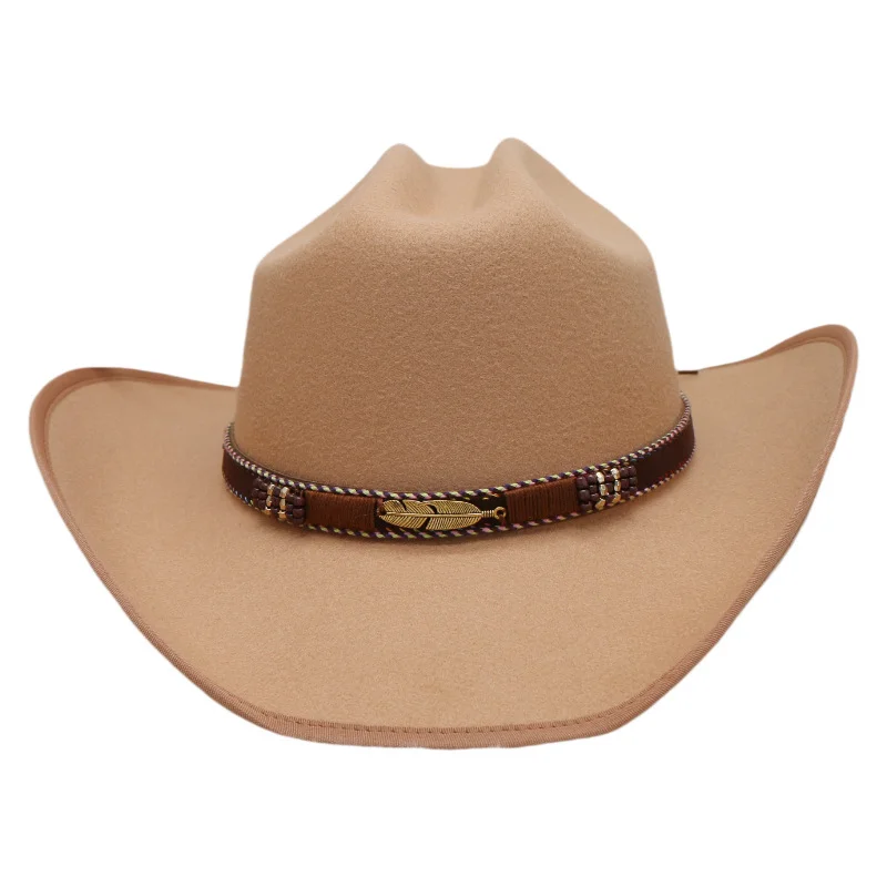 

New Style Men's And Women's Western Cowboy Hats, Large-brimmed Hats, Jazz Hats, Spring Ethnic Hats, Felt Hats