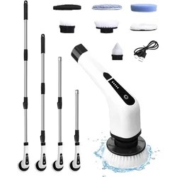 Electric Spin Scrubber Household Cleaning Brush Adjustable Extension 7 Replaceable Brush Heads Arm Crevice Cleaning Brush