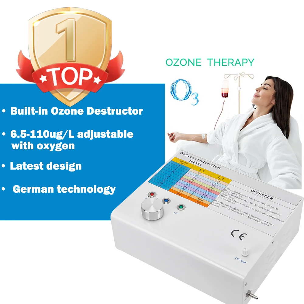 Pure Oxygen Powered 6.5-110 ug/L Ozone Therapy Device with Built In Ozone Destroyer