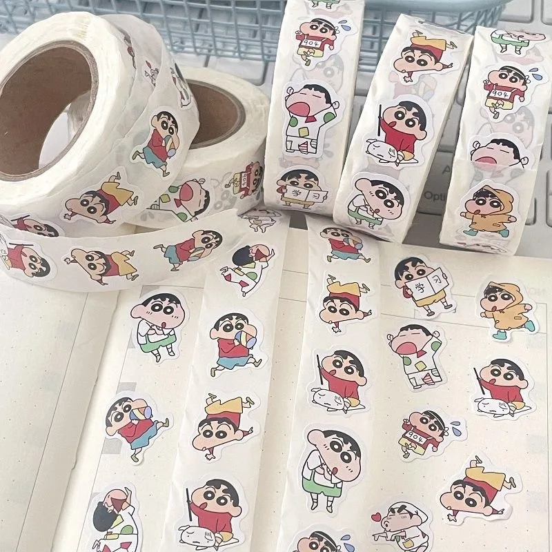 500Pcs Anime Crayon Shin-Chan Tape Stickers Kawaii Cartoon Stickers Girls Student Hand Account Book Storage Box Decorate Gifts