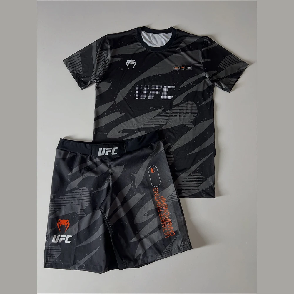 

Новый летний комплект UFC для боевого ночного бокса, ММА, Муай Тай, дзюдзюцу, восьмиугольная клетка, спортивный комплект, мужская одежда большого размера для фитнеса и тренировок