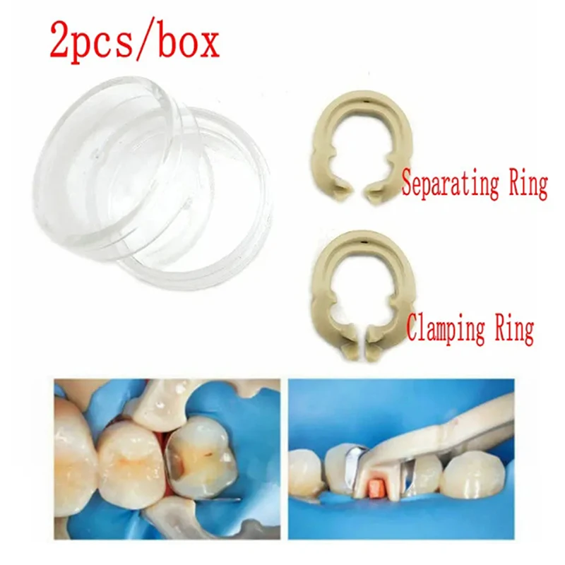 

2PCS Dental Resin Clamping Ring Separator Ring Sectional Contoured Metal Matrices Holder Matrix Fixed Clamp Autoclavable