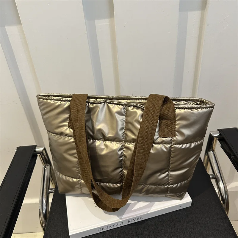 Moda senhoras tote bolsas de grande capacidade algodão acolchoado saco de compras losango portátil bolsa acolchoada sólida para viagens de lazer