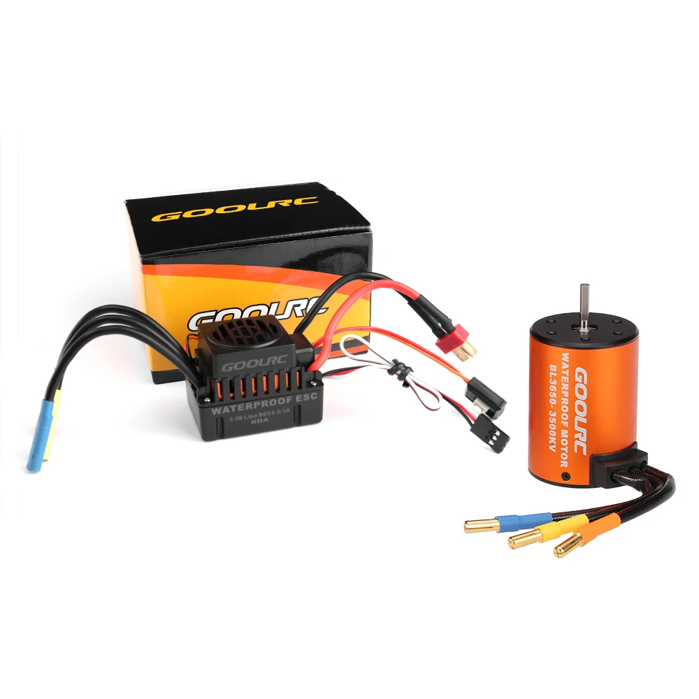 

GoolRC Upgrade Waterproof 3650 3500KV Brushless Motor with 60A ESC Combo Set for 1/10 RC Car Truck