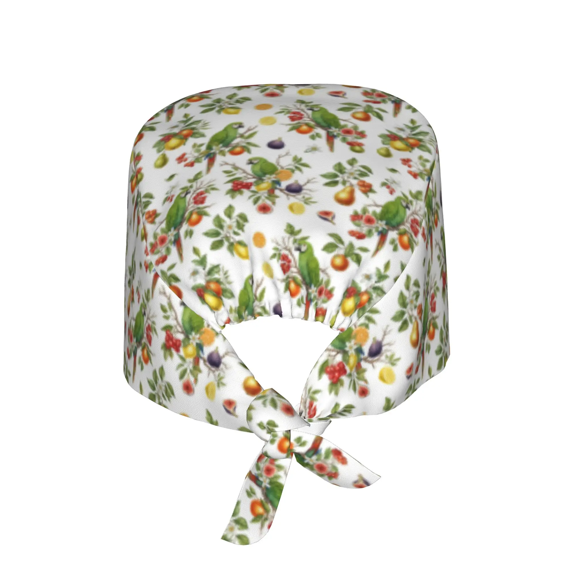 Cute Tropical Parrots Birds  Medical Staff Scrubs Hat Unisex Cockatiel Macaw Parrotlet Doctor Nursing Surgical Cap Scrub Caps