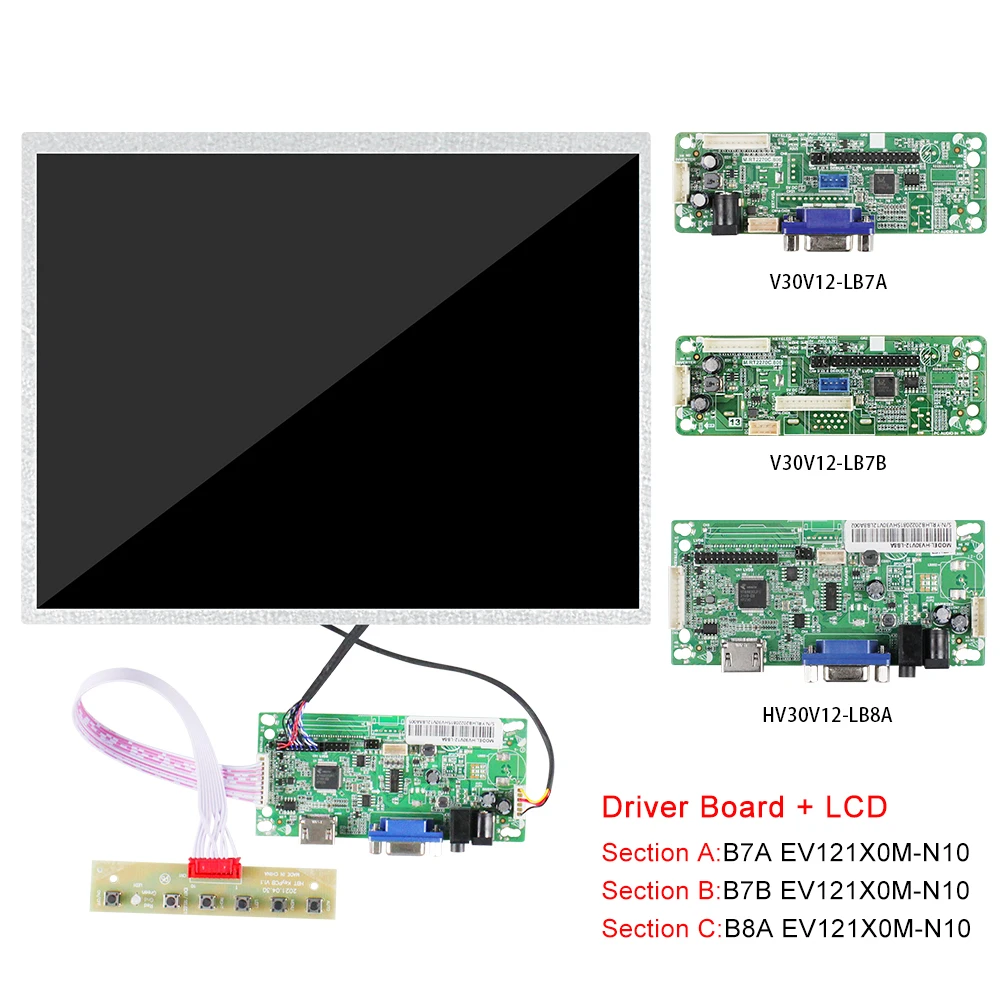 12.1 Inch Touch screen LCD Display Screen Panel VGA LCD Controller Board industrial gaming part