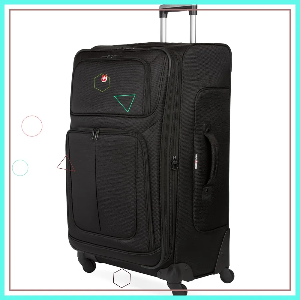 

Большой расширяемый чемодан на колесах с поворотом на 360 градусов, выдвижной ручкой, идеально подходит для поездок на 7-9 ночей, черный цвет