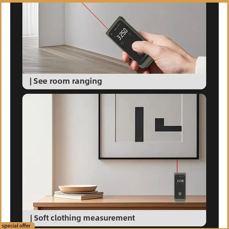 A68Z Intelligent Digital Laser Tape Measuring Tool Smart Laser Measure 50M LED Display Rechargeable Laser Ruler Rangefinder