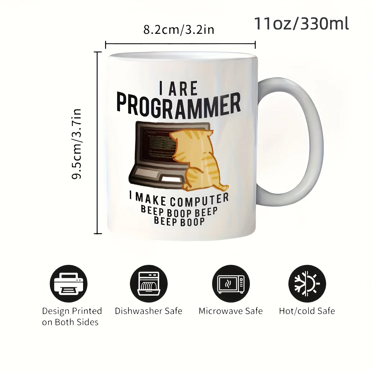 1pc Funny Programmer Cat Ceramic Mug – 