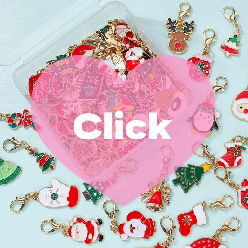 10/20/30Pcs Mixed Christmas Theme Keychains Clip-on Pendant Xmas DIY Making Pendants Necklaces Earrings Bracelets Handmade