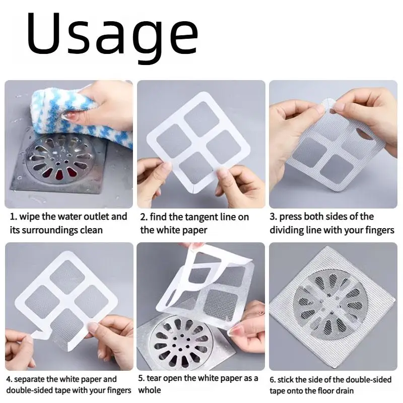 20Pcs Disposable Floor Drain Sticker Mesh Shower Drain Hair Catcher Cover Sink Strainer Filter For Bathroom Kitchen Accessories view 3