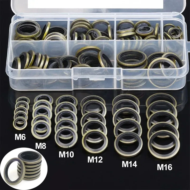 100 PCS Auto Oil Plug Gasket Oil Pan Drain Gasket Kit Drain Bolt Gasket Rubber Replaceable Gasket Seal Kit M6 M8 M10 M12 M14 M16