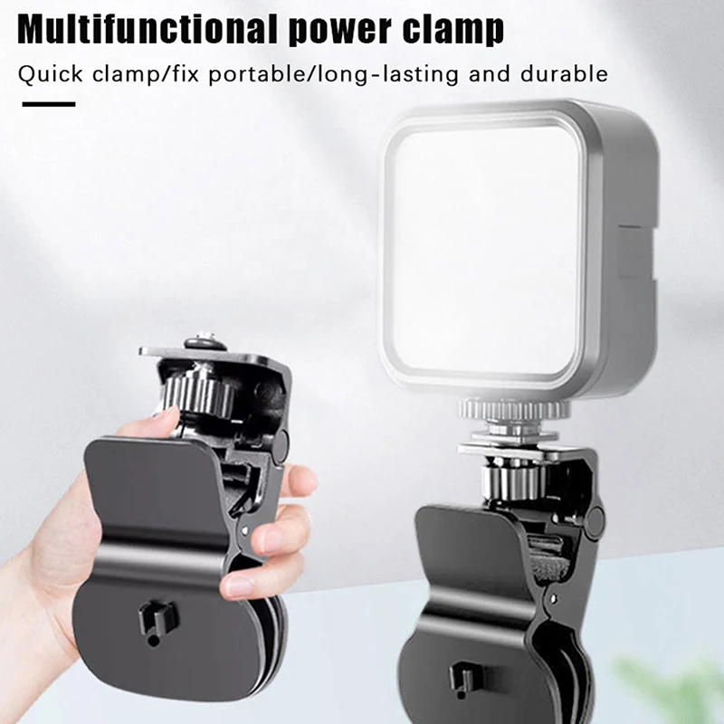 Mini Fill Light Clip Camera Flash Holder With 360 Swivel Ball-Head 1/4 Screw Mount Universal Phone Tripod Tablet Mount Clamp