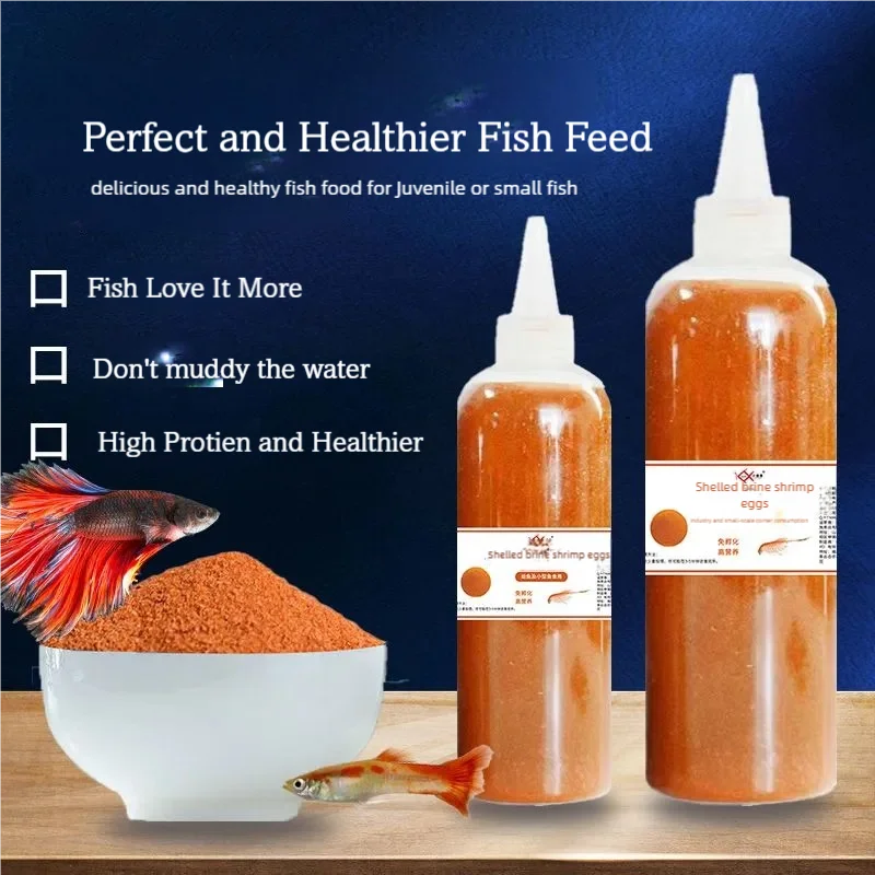 No Shell Brine Shrimp Eggs Fish Feed Shelled Artemia Cycts High Protein Fish Food With Feeder for Guppy Tropical Fish Larva Fish