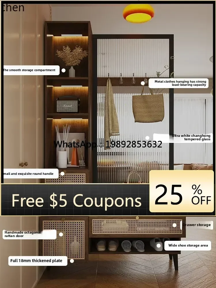 

U6 home rattan entrance shoe cabinet integrated living room household side cabinet glass screen partition cabinet