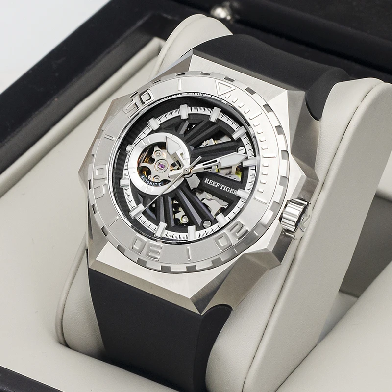 ساعات ميكانيكية أوتوماتيكية بالكامل للرجال من ماركة ريف تايجر، ساعات رجال الأعمال، ساعات رياضية عصرية للرجال، عيد الحب