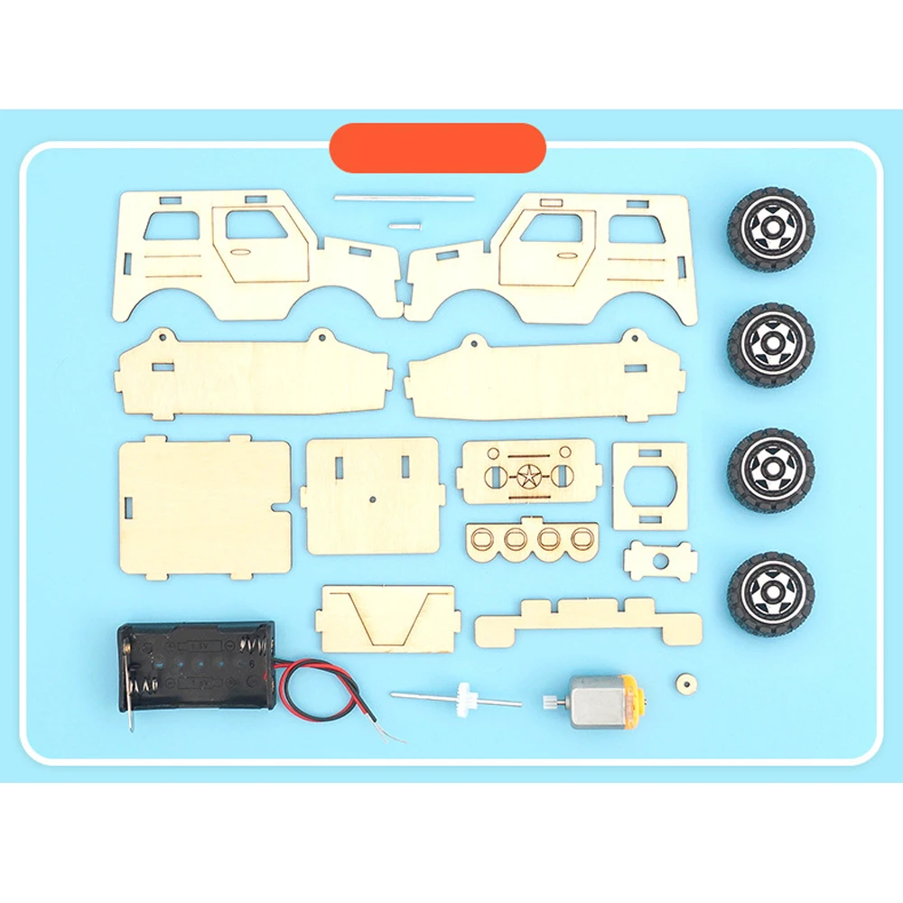 DIY drewniane samochód terenowy elektryczne montujące projekty szkół naukowych zestaw eksperymentowy dzieci rozwijają praktyczne zdolności łodygowe zabawki edukacyjne