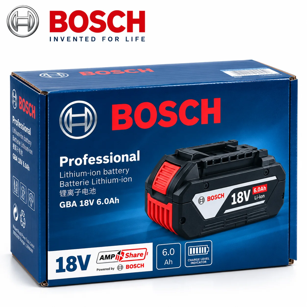 Bosch Batterie Lithium-Ion Aste Bosch 18V 6.0 Ah, Originale Professional 18V System, Cordless Tool BAT609 BAT618 GBA18V80