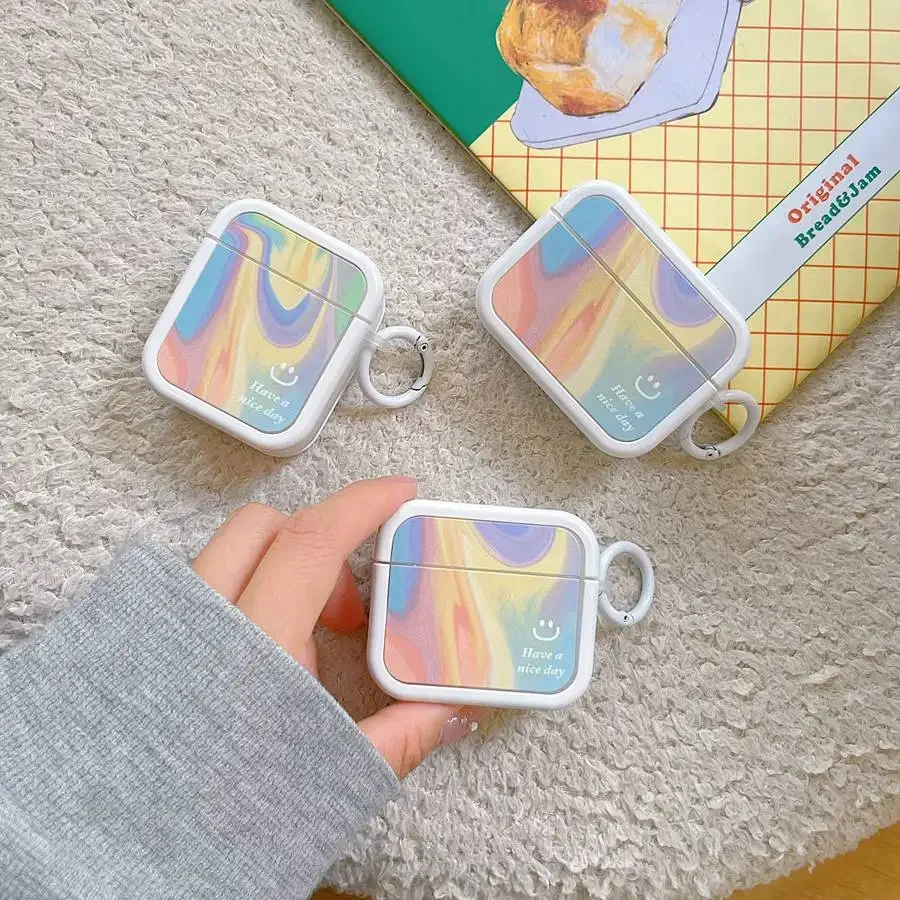 Capa colorida do arco-íris para Airpods Pro, Silicone TPU Case, Fone de ouvido, Airpods 2, 3 Pro, Airpods 2, 3