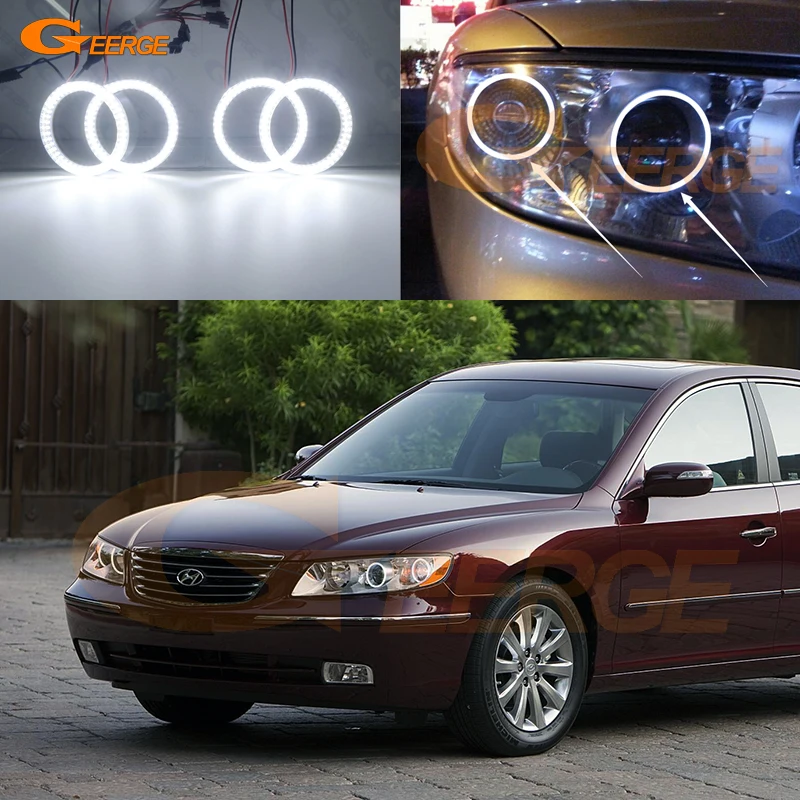 For Hyundai Grandeur TG Azera 2006 2007 2008 2009 2010 2011 Ultra Bright Day Light SMD LED Angel Eyes Kit Halo Rings
