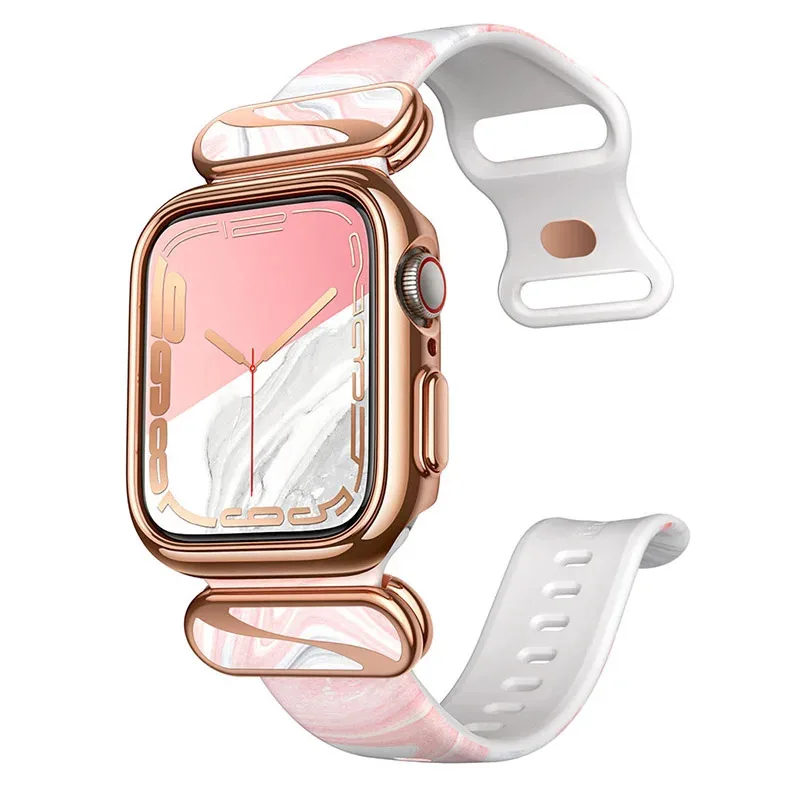 

Case For Apple Watch 7/6/SE/5/4 (40/41mm) Series Stylish Protective Case with Adjustable Soft Strap Bands