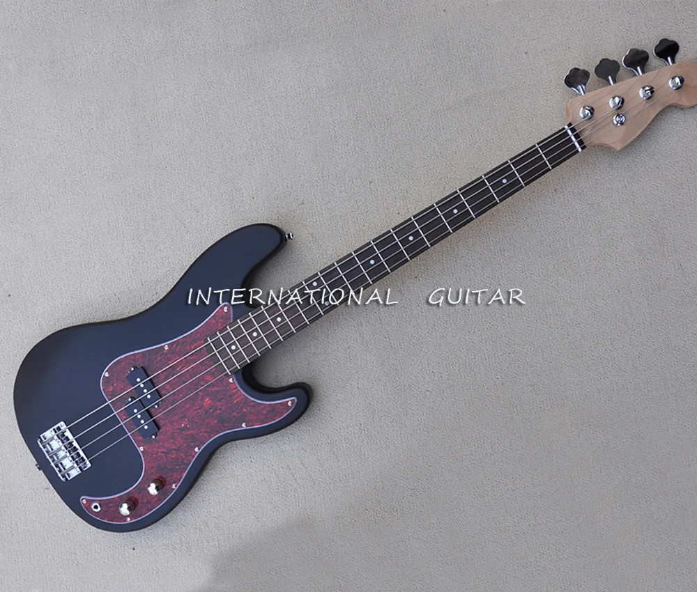 Black 4 Strings Electric Bass Guitar with Rosewood Fretboard,20 Frets,Customizable