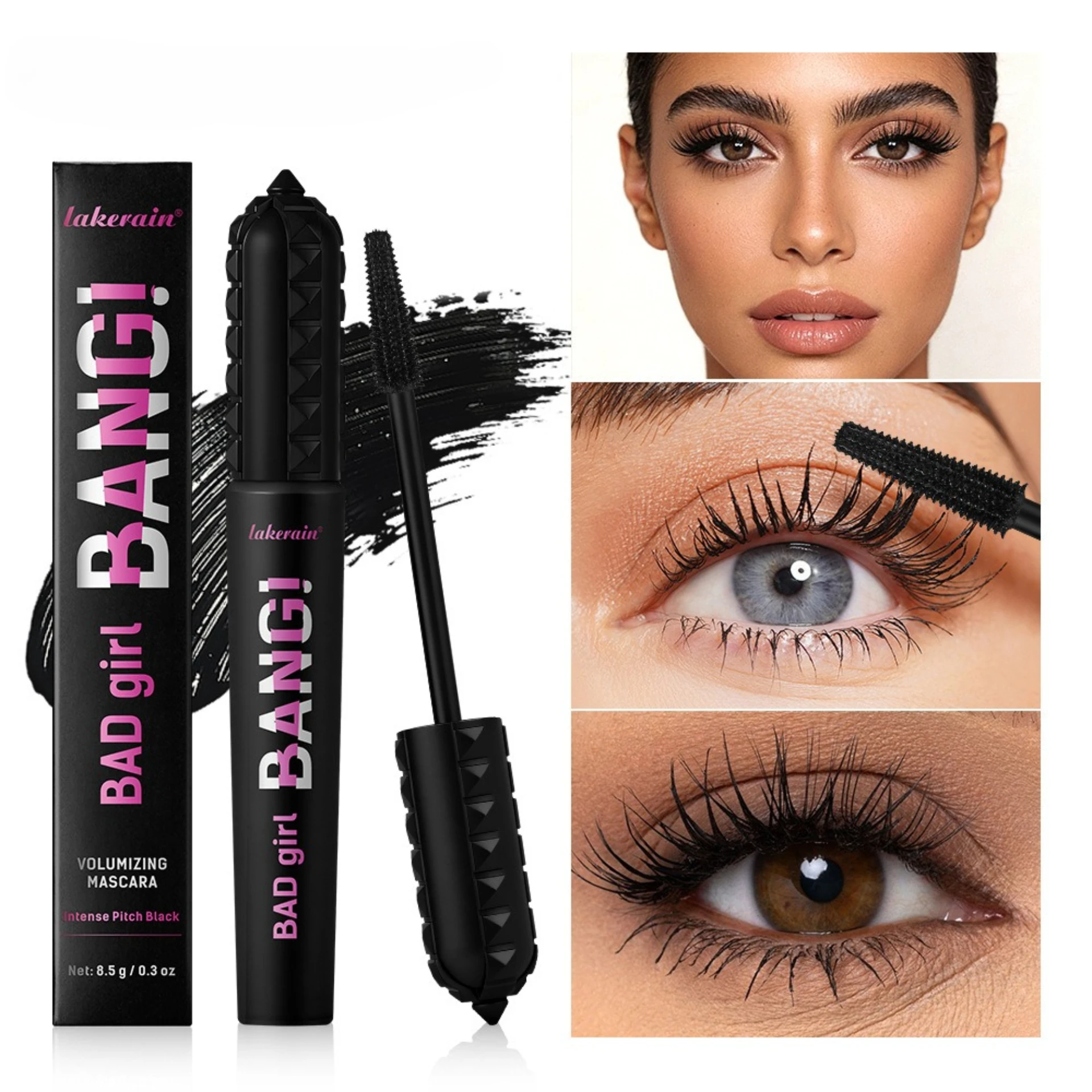 Plump mascara black not easy to smudge slender dense waterproof and easy to dry mascara plump curled eyelashes Makeup