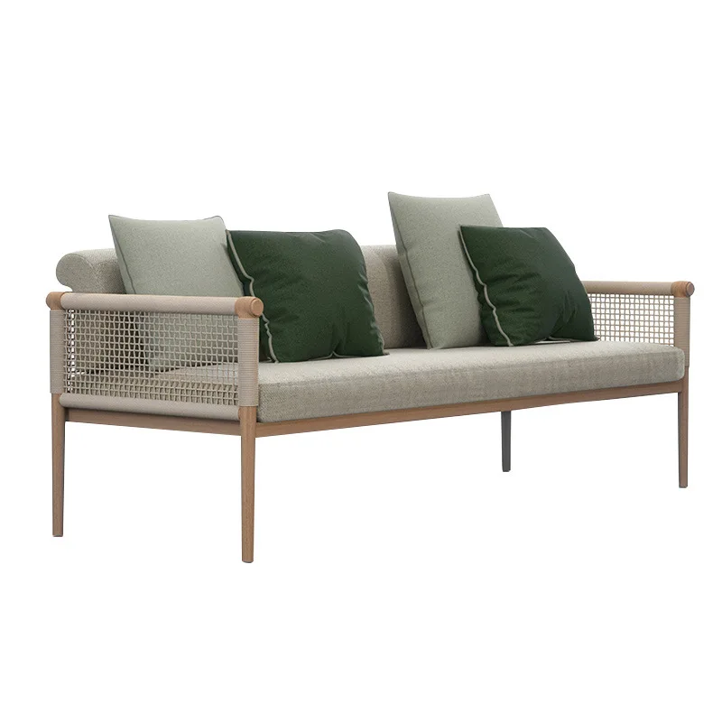 

Outdoor leisure rattan sofa rattan sofa outdoor open-air courtyard model room waterproof teak furniture garden balcony