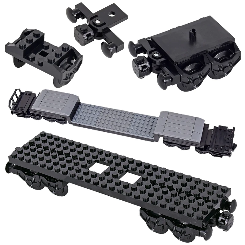 MOC-Train Base Carriage Building Blocks para crianças, tijolos DIY, brinquedos montados, ideia criativa, presente de Natal, cidade, roda