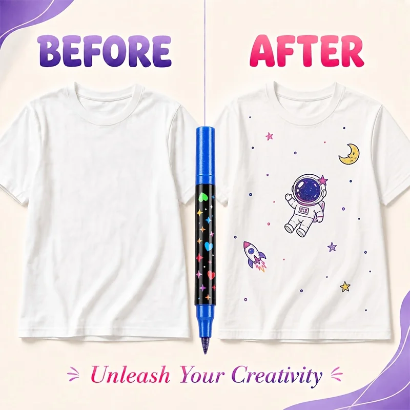 24-Color Double-Ended Fabric Markers Set Waterproof Non-Fading Textile Paint Pens for DIY Hand-Painted Clothes Canvas Bags Children's Graffiti Art Tool Kit view 5