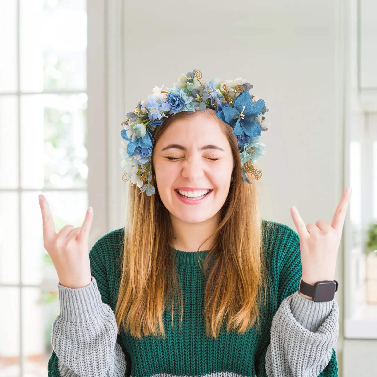 Simulated Flower Headband Floral Crown Wedding Party Bride Hair Accessories Artificial Cloth Flowers Elegant Photo Prop