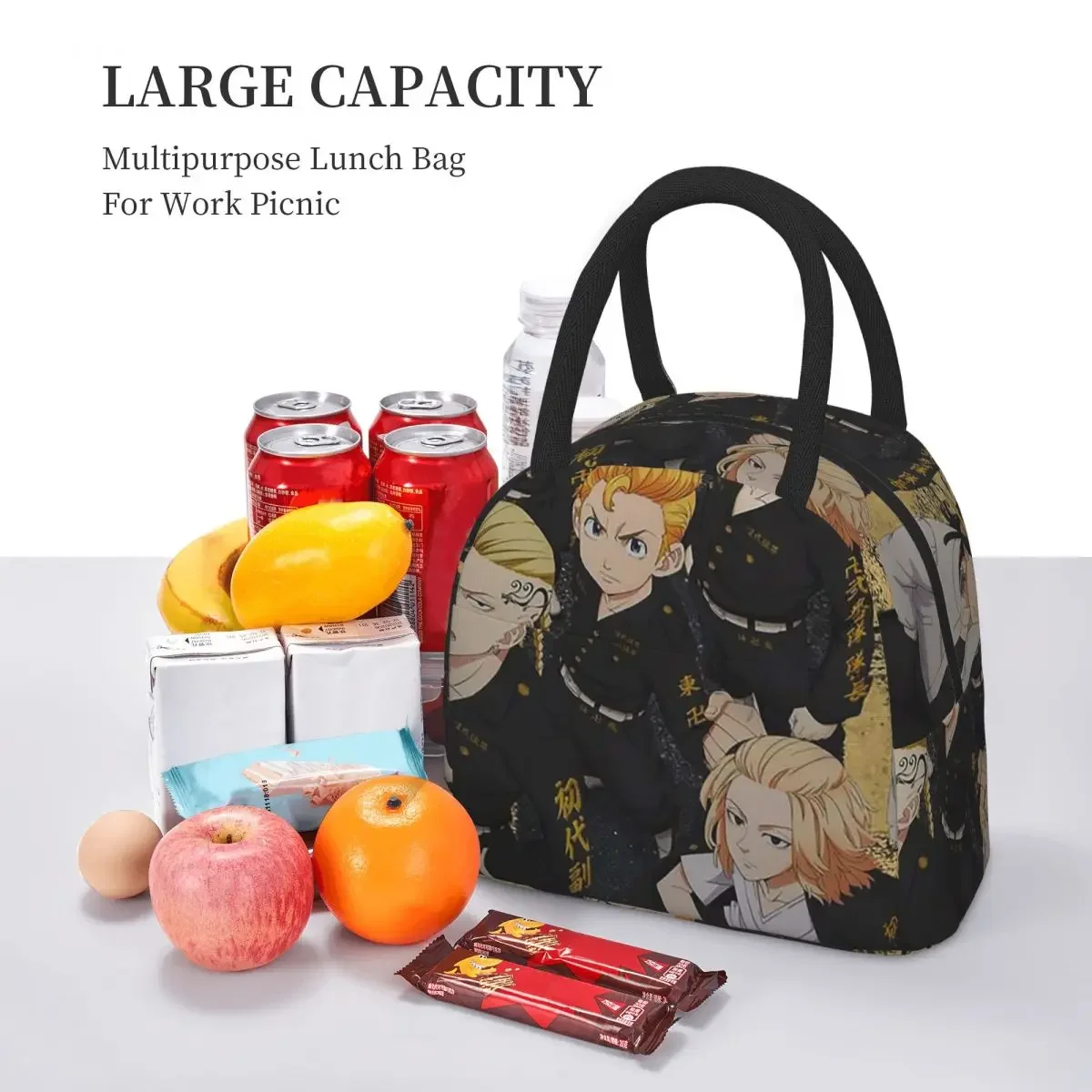 Tokyo Revengers Insulated Lunch Bag for Women Office Cooler Thermal Food Box Tote Leakproof Lunch Boxes Container