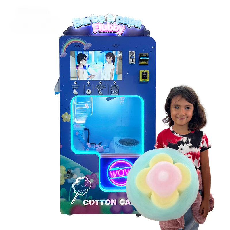 YG Intelligent Commercial Cotton Candy Machine Automatic Candy Floss Vending Machine with Coin and Credit Card Payment System