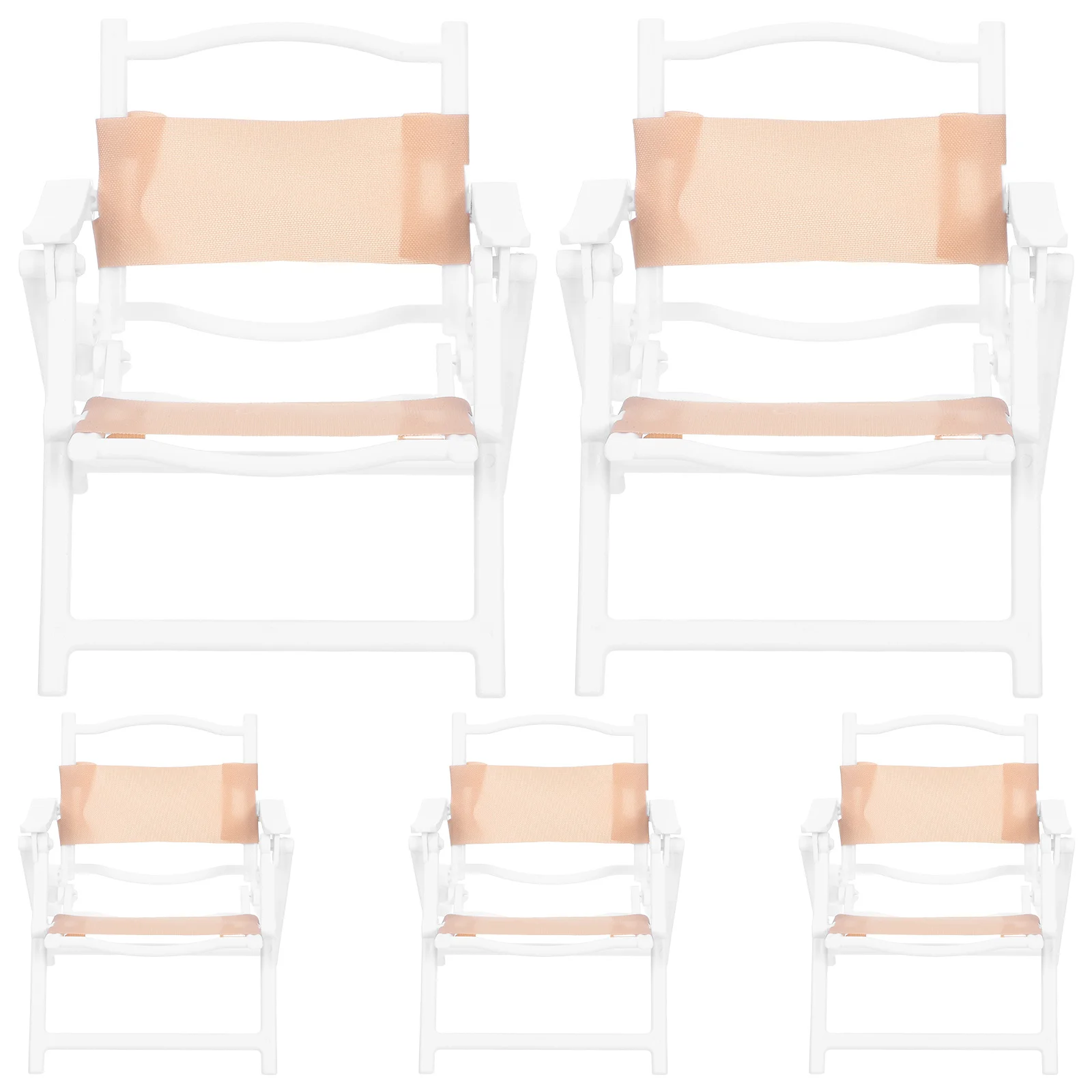 

5pcs Miniature Beach Lounge Chair: Foldable Mini Chairs For Dollhouse Scene, Camping For Kids Pretend Play, Tiny Furniture