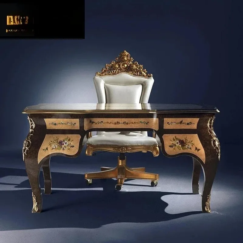 French furniture European neoclassical shell inlaid mahogany desk French home desk writing table