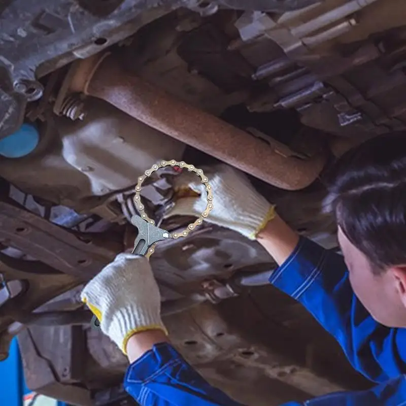 

Инструмент для снятия масляного фильтра цепи, сверхмощные фитинги для труб, цепной ключ, регулируемый эффективный инструмент для снятия масляного фильтра, инструмент для ремонта автомобиля