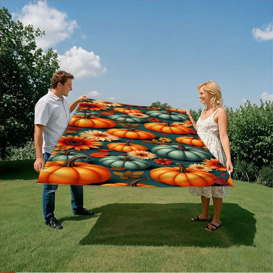 Harvest Pumpkin Spice Blanket Reversible Flannel Throw for Autumn Comfort AllSeason Cozy Thanksgiving Gift