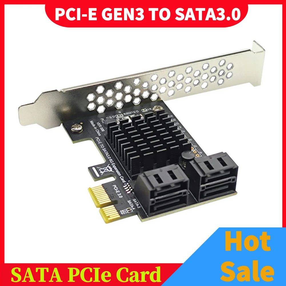 SATA III PCIe Card 4 Port 6Gbps SATA to PCI-e 1X Adapter Converter with Bracket PCI Express Adapter Converter 1PCS