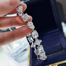 Trendy Moissanite Diamond Bangle Bracelet 100% Real 925 Sterling silver Wedding Bracelets For Women Engagement Party Jewelry