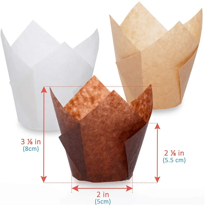 Taza para hornear de estilo periódico, envoltorio de papel a prueba de aceite para cupcakes, magdalenas de tulipán, 50 piezas, para fiesta de boda