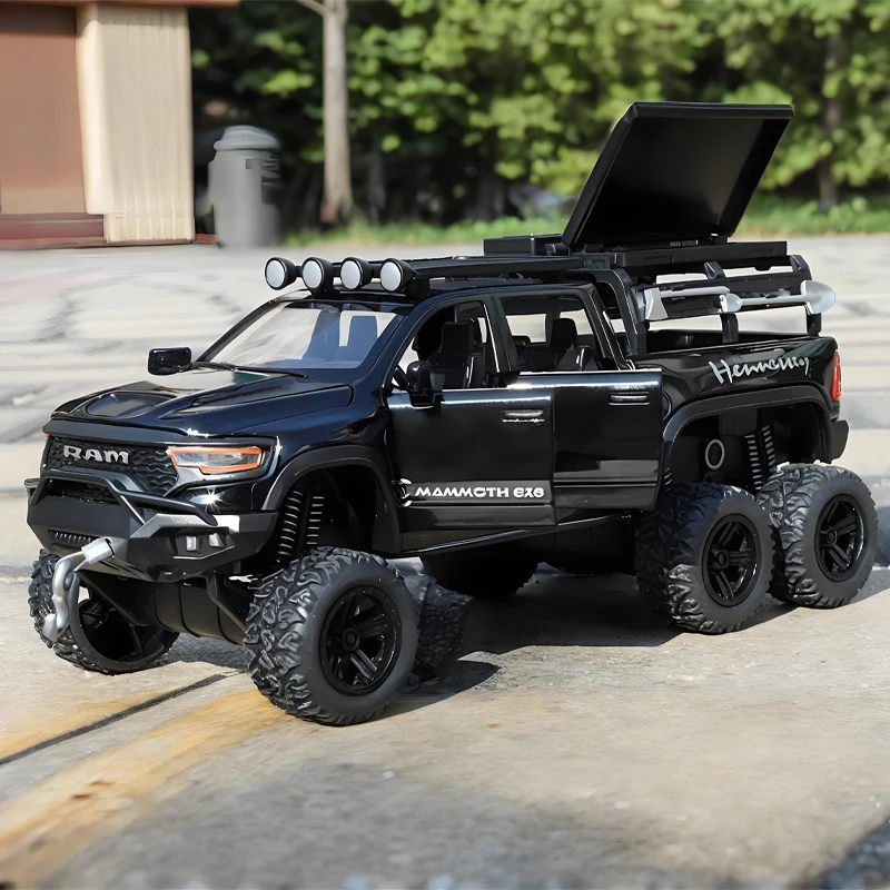 1:32 Dodge Mammoth 1000 6*6 TRX RAM Hennessey Off Road Pickup SUV Alloy Diecast Model Car Children's Toys Collectibles Gift Boy